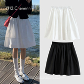 YH2.Chennnnn小宸家 很韩 遮胯白色半身裙女减龄a字裙蓬蓬短裙