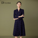 黛玛诗显瘦花裙子秋季 新款 优雅复古印花舒适针织连衣裙伞裙女