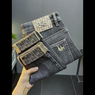 小脚休闲九分痞帅加绒加厚保暖长裤 2023秋冬潮牌修身 子 男士 牛仔裤