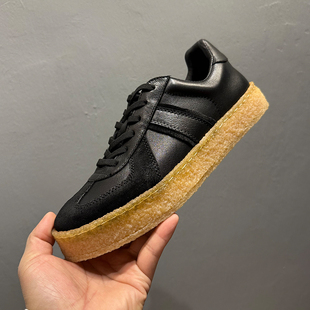 潮鞋 美式 真皮软面通勤鞋 小牛皮街头黑色英伦滑板鞋 男 街头复古板鞋