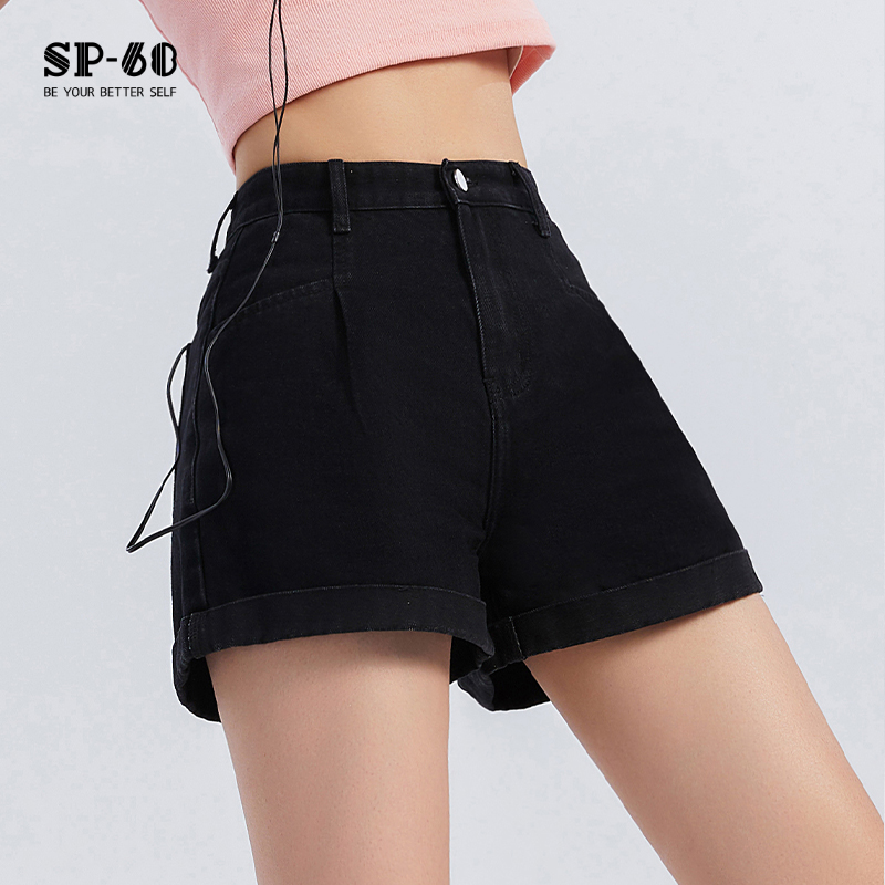sp68牛仔短裤显瘦黑色