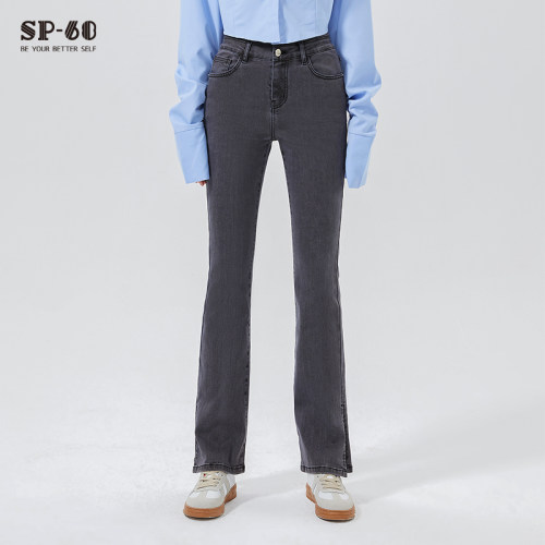 sp68开叉拖地牛仔裤春秋款