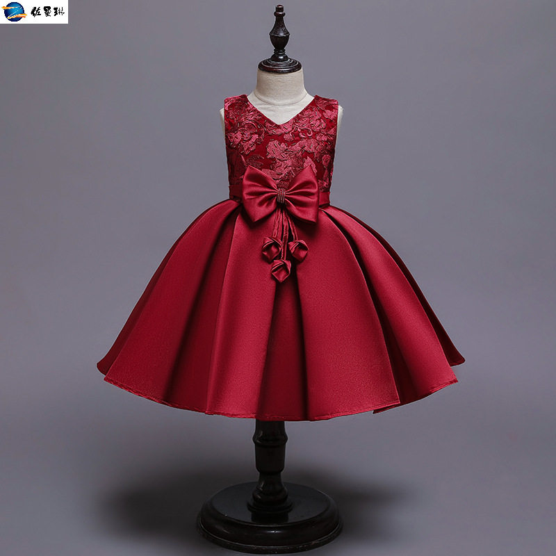 时尚高档儿童婚纱花童生日走秀晚礼服公主裙女童钢琴主持人演出服