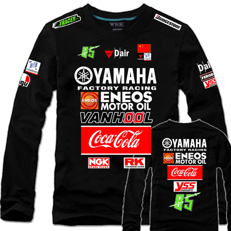 新款纯棉长袖t恤男YAMAHA雅马哈一博同款骑行服机车摩托赛车队服