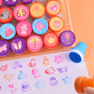 印章儿童可爱动物图案卡通恐龙水果可水洗奖励印章小礼品奖章