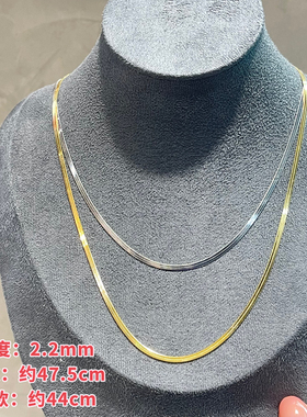 琪娅拉s925通体纯银宽2.2mm扁蛇骨链项链