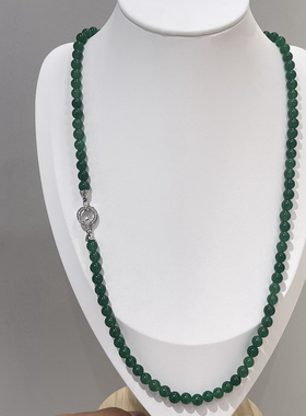 小众手工6mm绿玛瑙项链