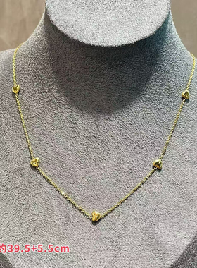 主播自留小众爱心点缀钛钢保色金属项链颈链~长度约39.5+5.5cm