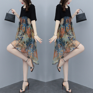 RM10479#夏装新款时尚大码女装高端贵夫人胖mm宽松遮肚洋气减龄连衣裙