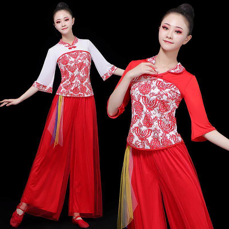 广场舞服装女夏装2021新款现代舞练功服套装飘逸中老年舞蹈演出服