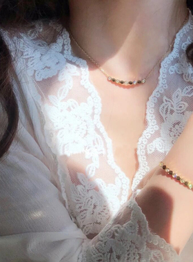 刘亦菲同款钛钢镀玫瑰金蜂巢项链女镶钻蜂窝笑脸锁骨链吊坠微笑