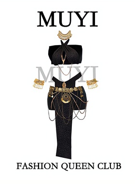 MUYI原创 酒吧女gogo黑色性感异域风情演出服夜店dj氛围妖娆套装