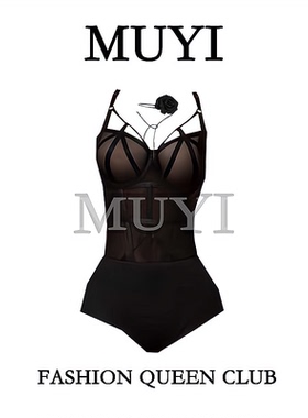 MUYI原创酒吧纯欲御姐黑色束身连体衣制服套装gogo巨显身材演出服