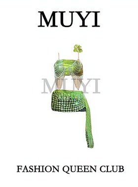 MUYI原创 绿野仙子酒吧性感镶钻演出服夜店舞台装gogo一整套穿搭