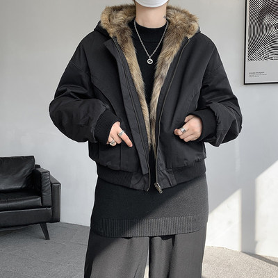 加大码8XL-M复古双面加厚毛绒皮草短款工装派克服棉袄子宽松外套