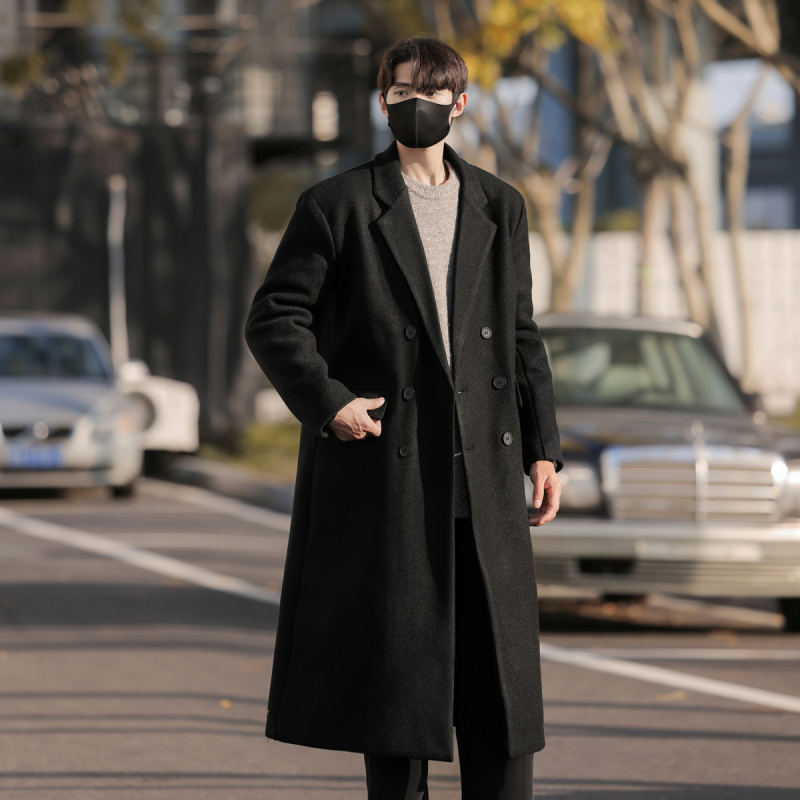 2025秋冬季新款韩版过膝毛呢子大衣男中长款过膝风衣休闲痞帅外套