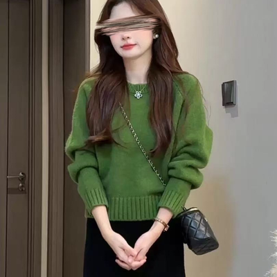 秋冬韩系圆领套头针织打底衫毛衣