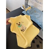 设计感小众减龄上衣 新款 独特漂亮卡通猫咪针织无袖 t恤女2026夏季