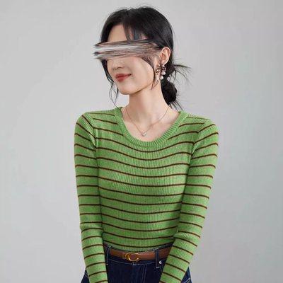 秋冬条纹针织衫内搭毛衣