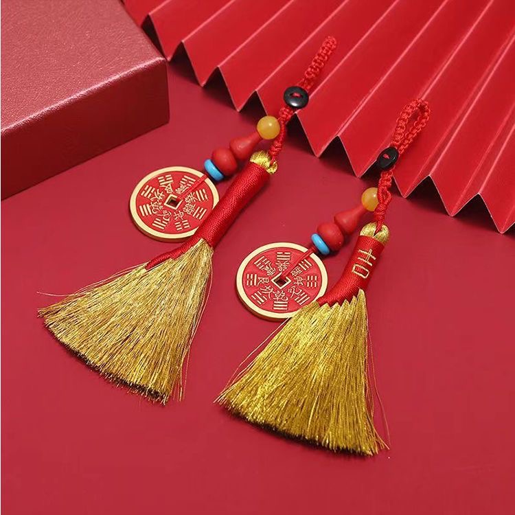 黄铜升级版金扫帚钥匙扣礼品朱砂葫芦八卦山鬼钱汽车配饰挂件