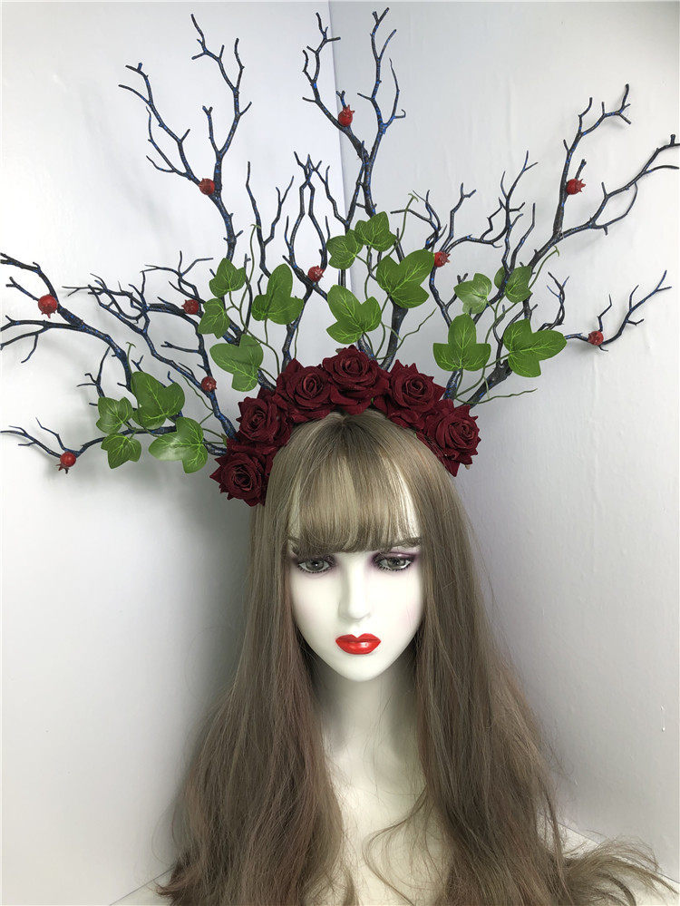 森系圣诞树枝发箍夸张写真摄影舞台表演头饰圣诞鹿角发饰发箍