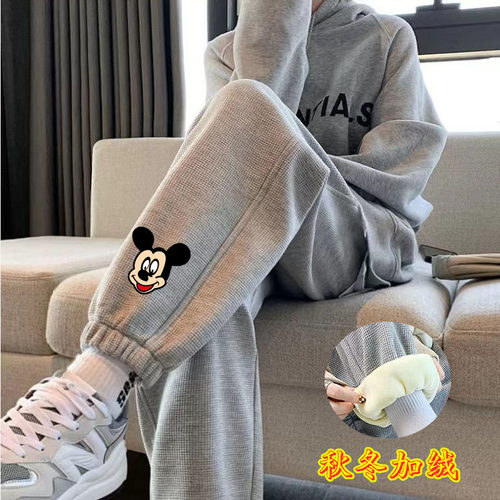 高腰运动休闲长裤米奇华夫格