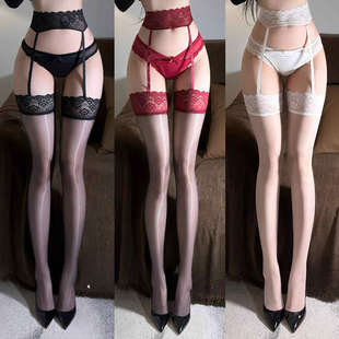 「雀羽」性感极光油亮吊带一体丝袜女薄款纯欲黑丝美腿长筒袜