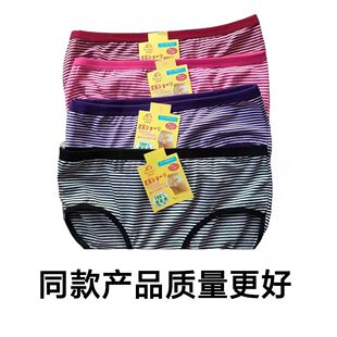 2至5条中青年人加大加肥条纹女士内裤高腰舒适三角裤