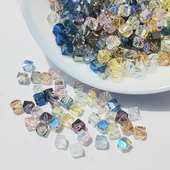 斜孔方糖仿水晶水钻DIY手工制作项链手链精品玻璃吊坠配件材料4mm