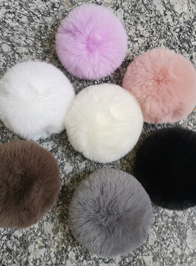 12CM毛绒球人造毛仿獭兔毛球挂件黑色白色米白灰色挂饰 带皮筋扣
