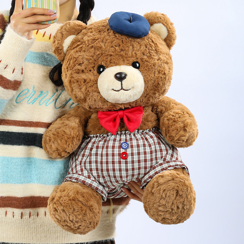 正版领结小熊公仔毛绒玩具短裤泰迪熊玩偶安抚娃娃抱枕女生日礼物