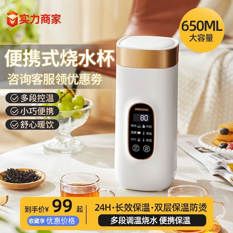 德国旅游便携式电水杯旅行专用烧水杯加热牛奶304不锈钢电热水杯