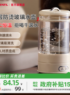 Apixintl安本素电热水壶玻璃恒温家用小型双层防烫烧水壶煮茶花茶