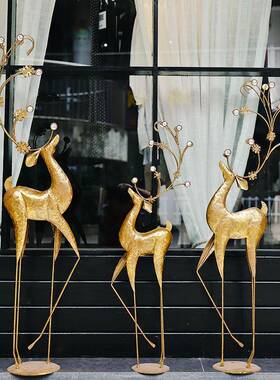 美式复古轻奢网红鹿落地装饰服装店铺橱窗客厅电视机旁玄关大摆件