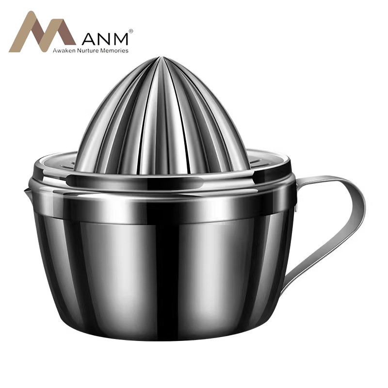 ANM不锈钢304柠檬榨汁器手动多功能挤压器手柄设计家用榨柠檬碗