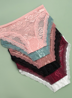 5条性感蕾丝三角裤女士内裤轻薄低腰棉裆底裤透明女生短裤