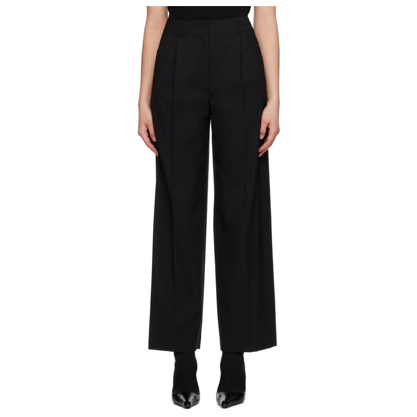 j 黑色 pintuck 长裤女