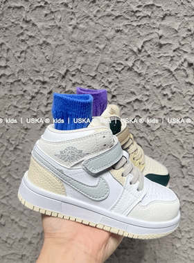 UskA儿童鞋子2025年春秋新款女童真皮小白鞋男童休闲高帮板鞋学生