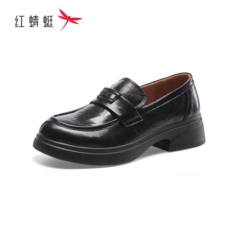 【女单鞋】秋季新品学院简约小皮鞋女单鞋浅口乐福鞋平跟厚底休闲