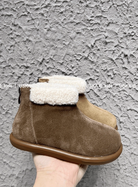 UskA2025年秋冬新款雪地靴男女童加绒加厚真皮二棉鞋宝宝保暖童靴