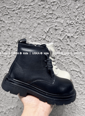 UskA儿童马丁靴2025秋冬季新款防滑儿童英伦风短靴男童中大童靴子