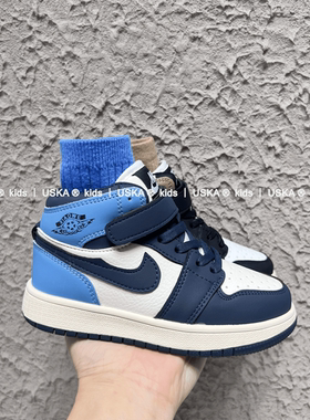 UskA儿童高帮运动鞋2025春秋真皮透气男童黑白熊猫鞋AJ鞋女童板鞋