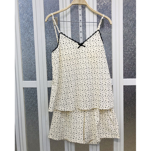 柔善睡衣2025夏季女士针织莫代尔棉印花吊带短裤甜美女家居服套装