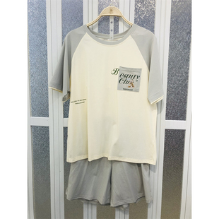 柔善睡衣2025夏季女士针织棉短袖短裤休闲卡通可爱学生家居服套装