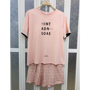 柔善睡衣2025夏季女士针织棉短袖短裤卡通甜美时尚休闲家居服套装