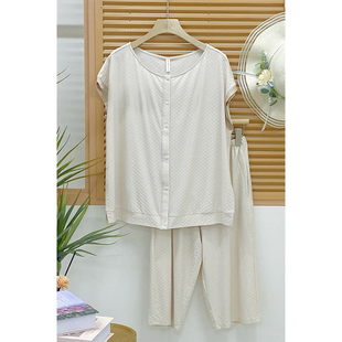 套装 安杜拉睡衣2025夏季 七分裤 高级感家居服短袖 女士优可丝棉薄款