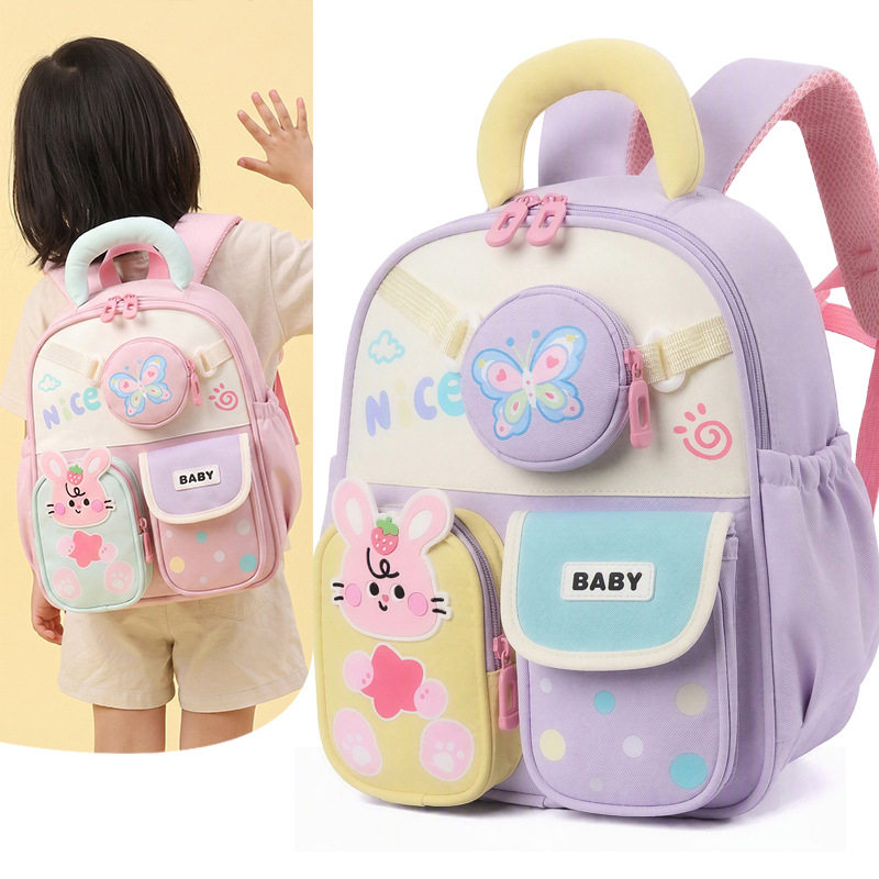 可爱卡通蝴蝶兔子儿童双肩包幼儿园小书包轻便耐磨女宝宝背包外贸