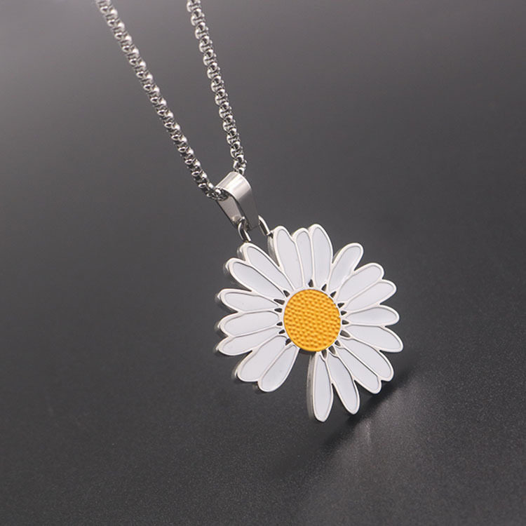 权志龙GD同款雏菊钛钢项链