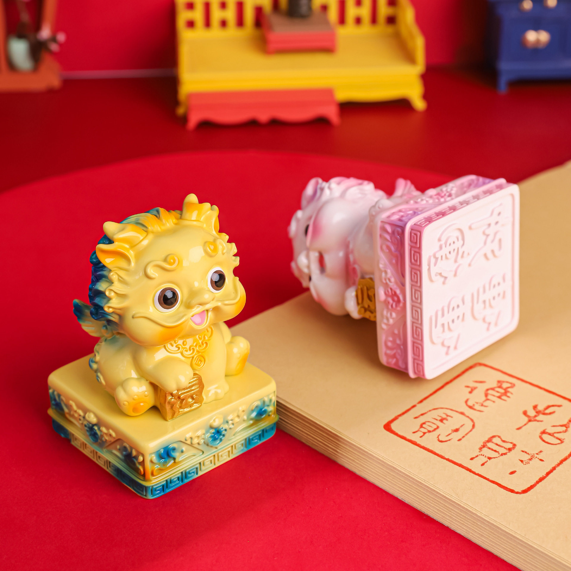 国潮可爱貔貅玉玺摆件招财好运