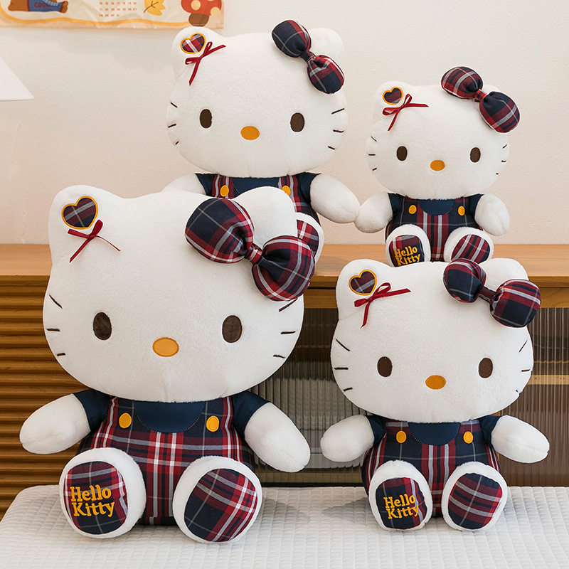 学院风KT猫公仔蝴蝶结格子裙